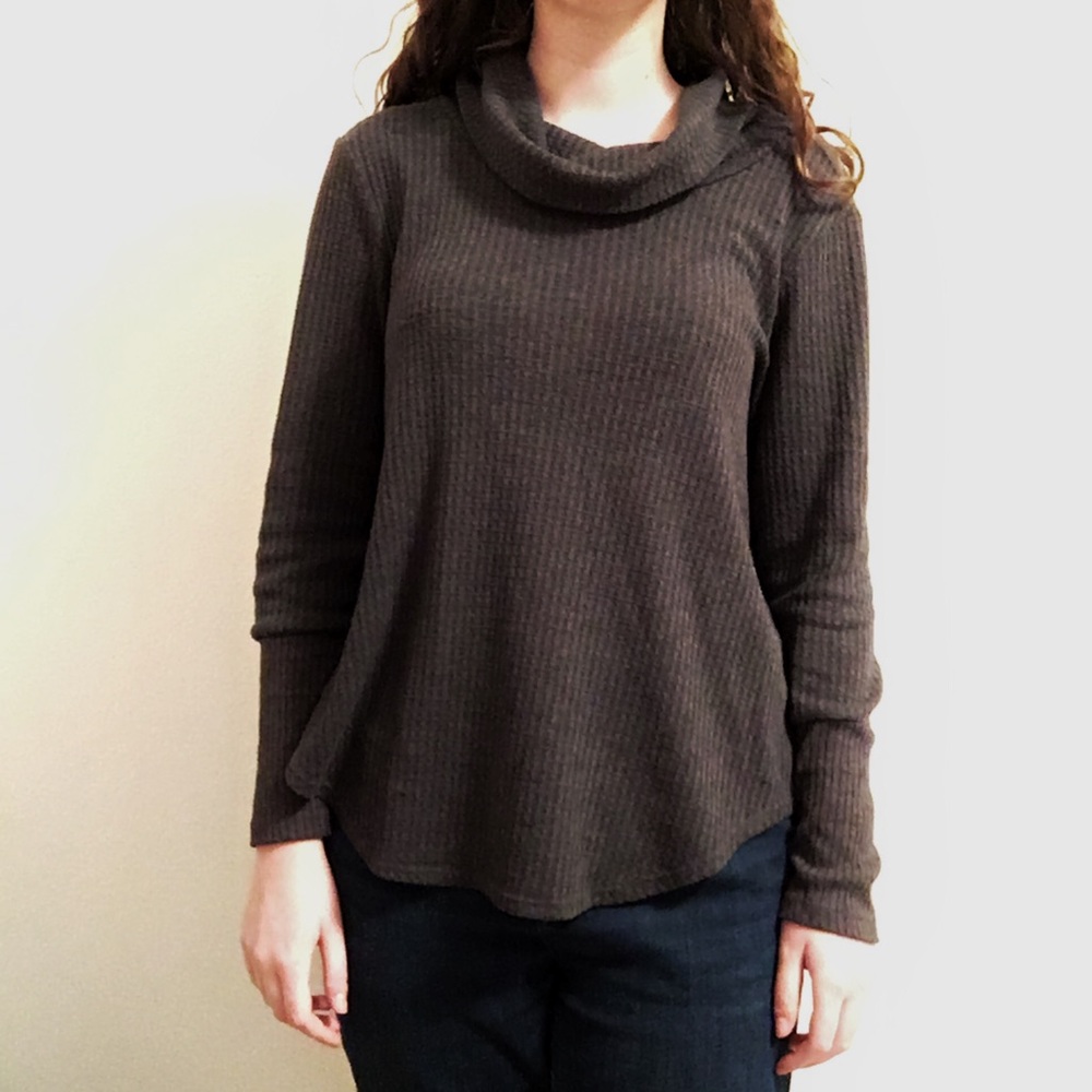 Dark Grey Knit Turtleneck Sweater